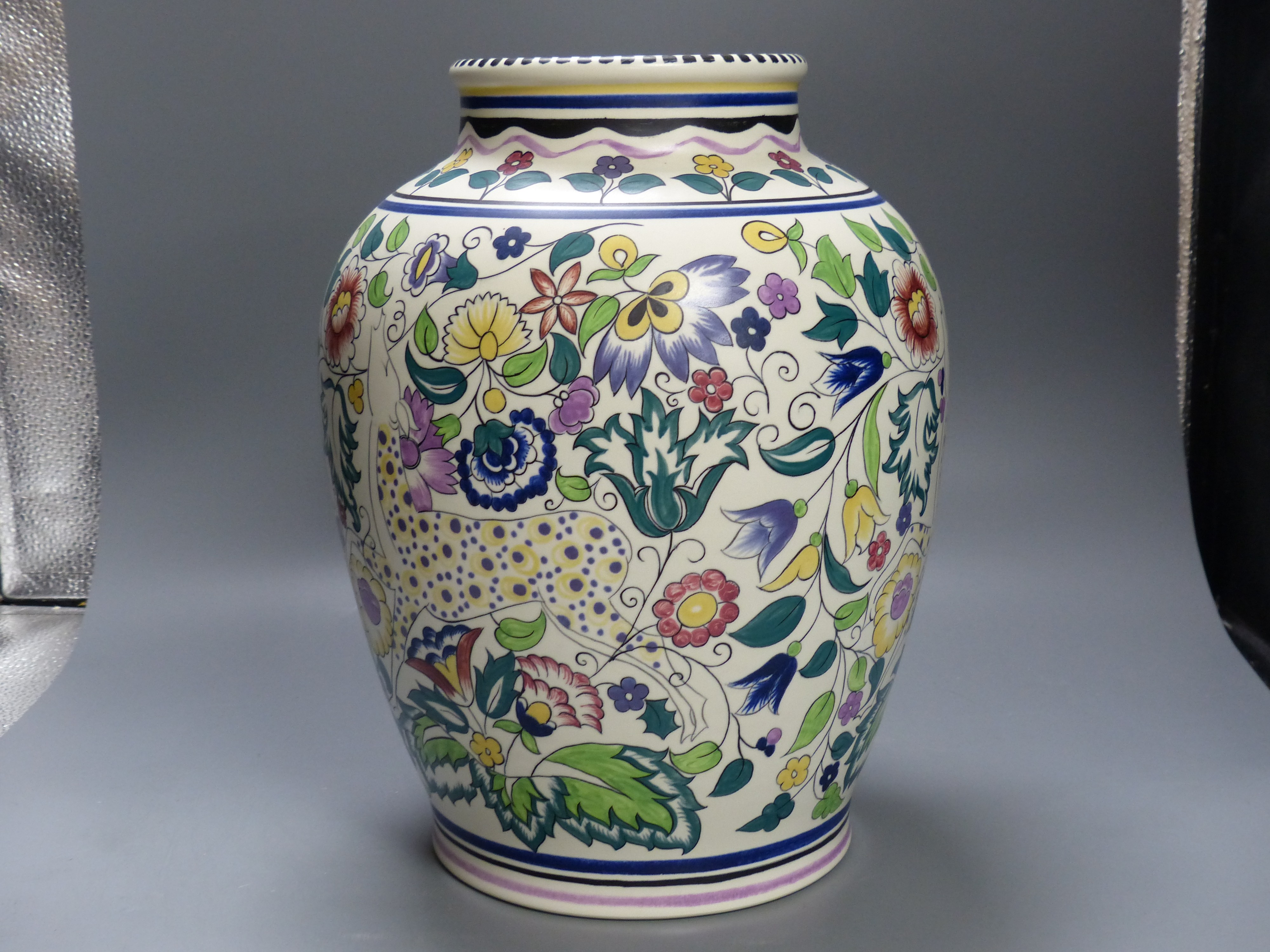 A large decorative Poole pottery vase, height 33cm